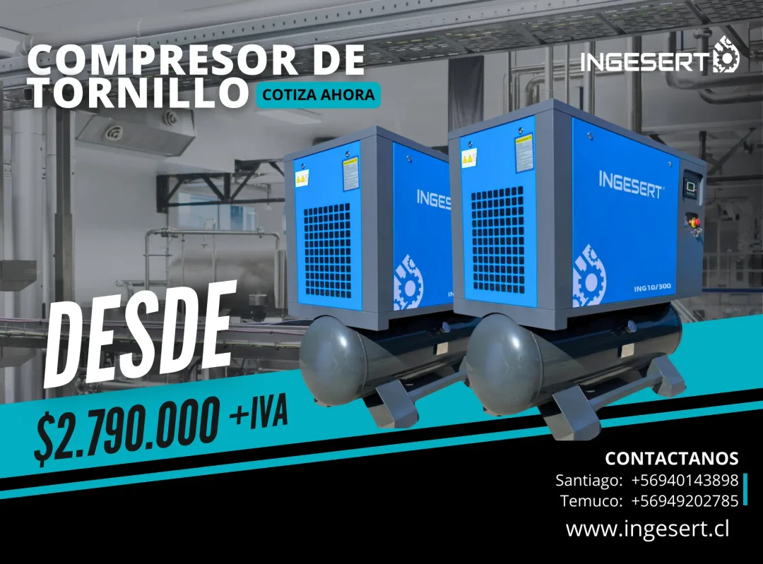 Compresores de tornillo Ingesert desde $2.790.000 + IVA